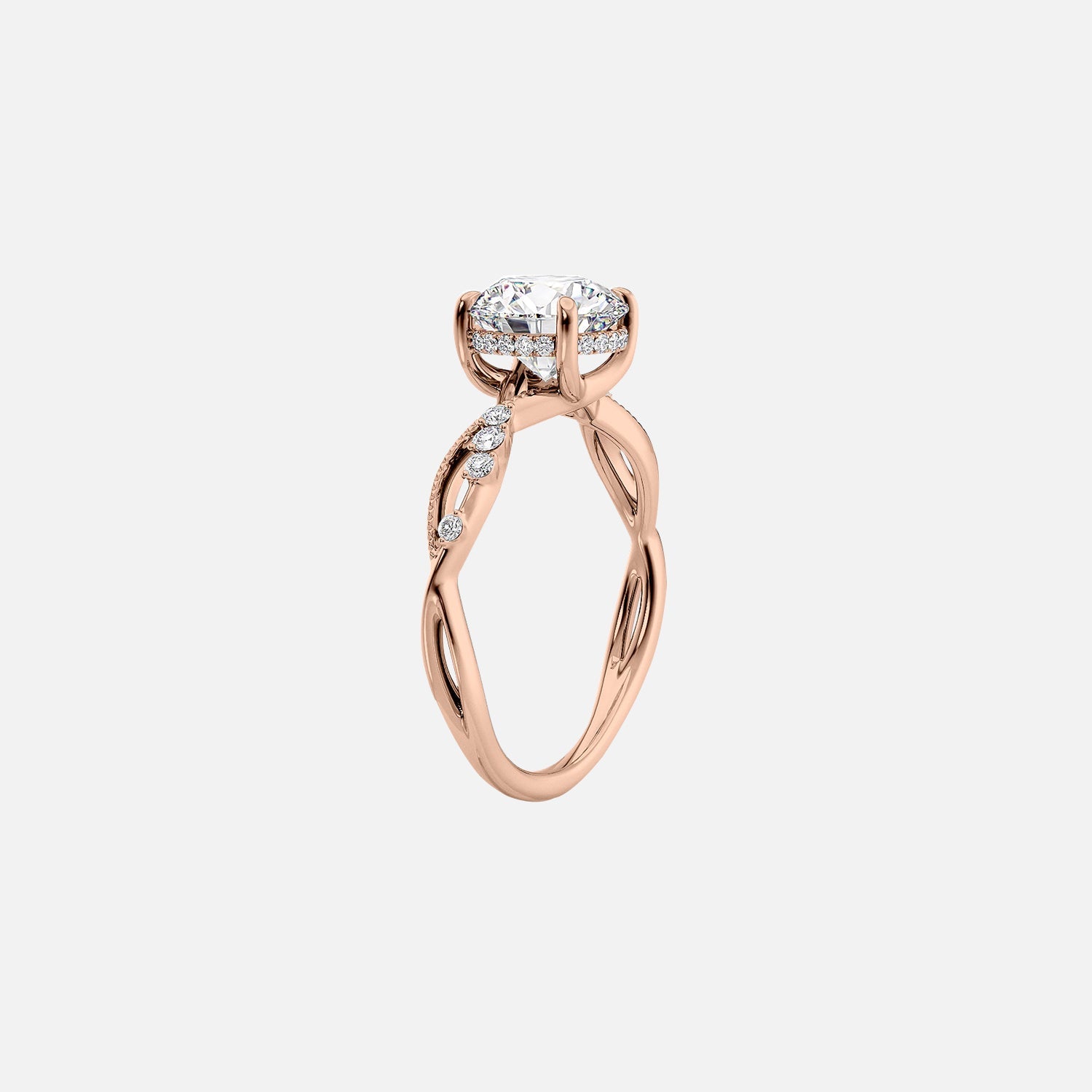  The Daisy Radiant Moissanite Ring 14k Rose Gold 002