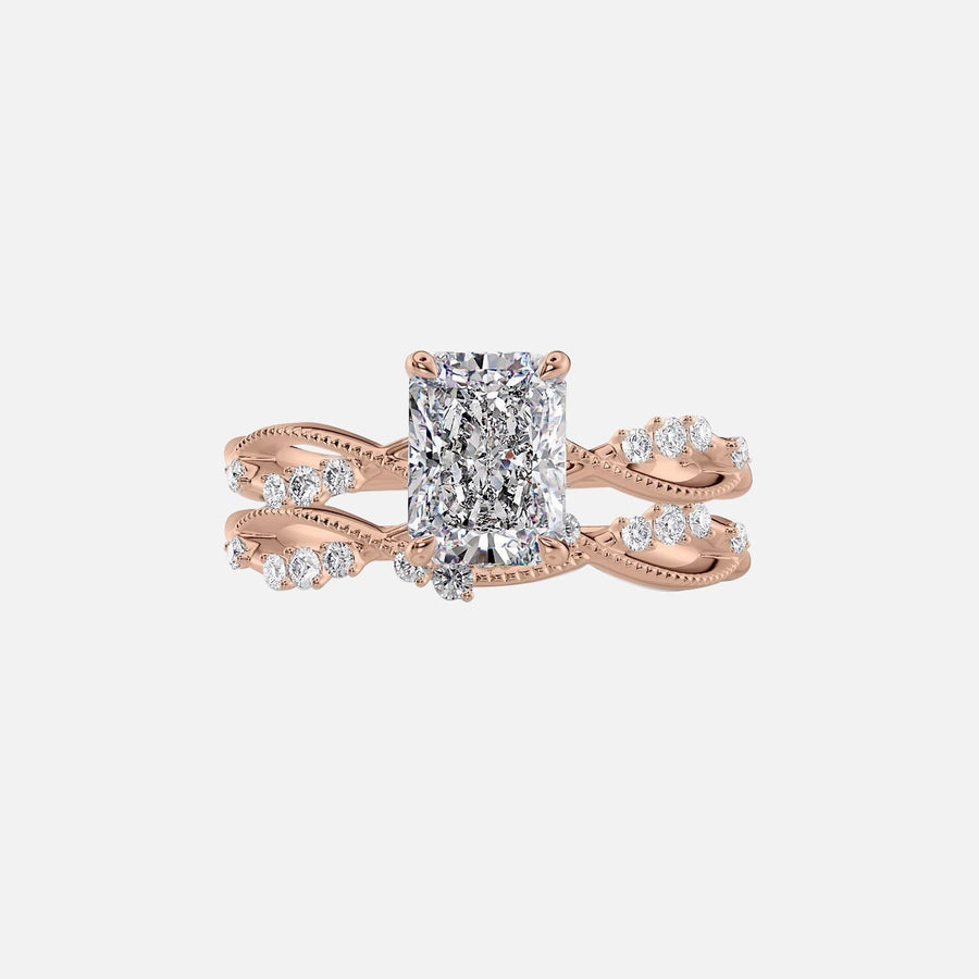  The Daisy Radiant Moissanite Ring 18k Rose Gold 003