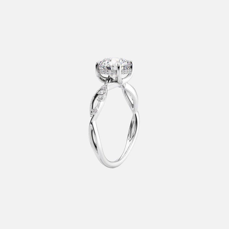  The Daisy Radiant Moissanite Ring 18k White Gold 002