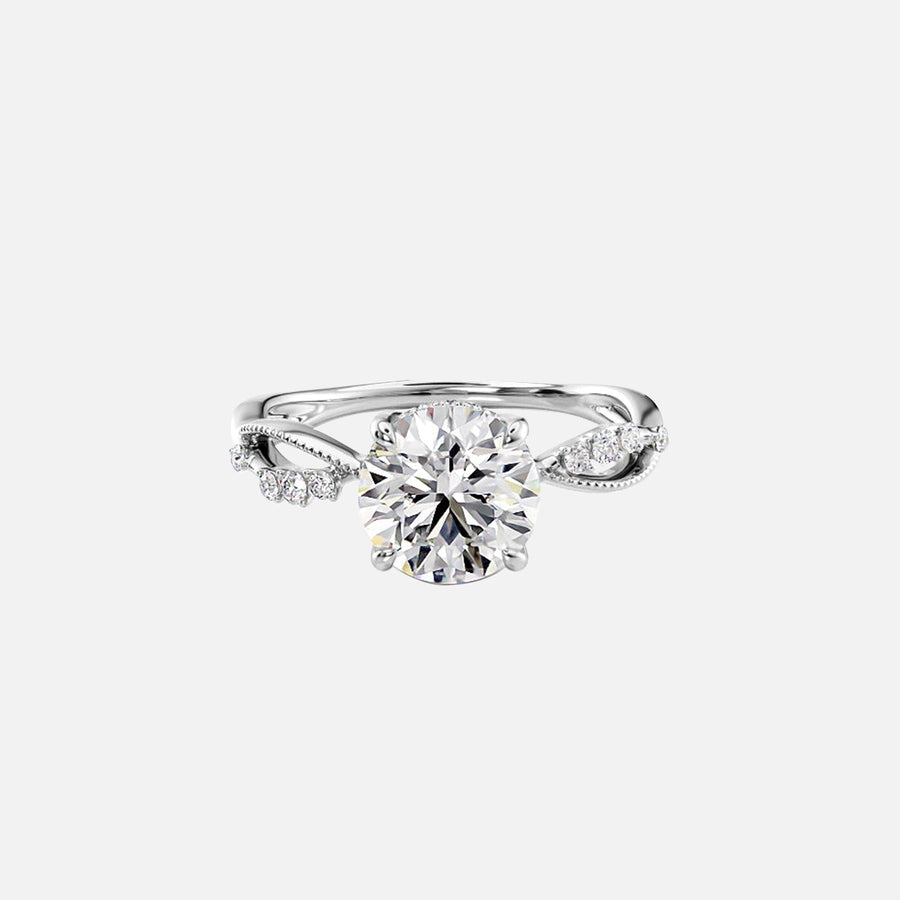  The Daisy Round Lab Diamond Ring 14k White Gold 001
