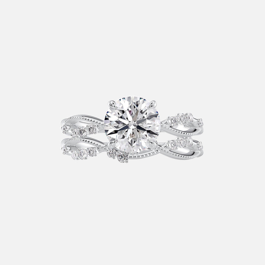  The Daisy Round Lab Diamond Ring 14k White Gold 003
