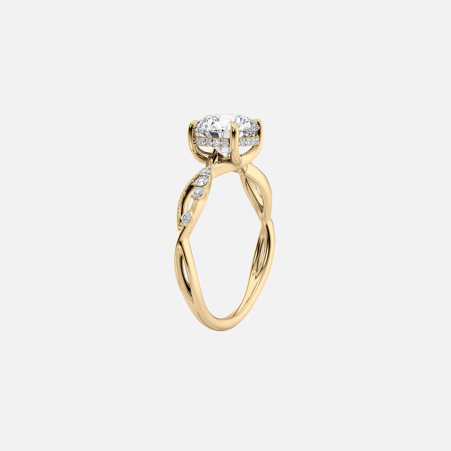  The Daisy Round Lab Diamond Ring 14k Yellow Gold 002