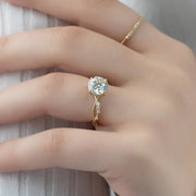  The Daisy Round Lab Diamond Ring 14k Yellow Gold 005