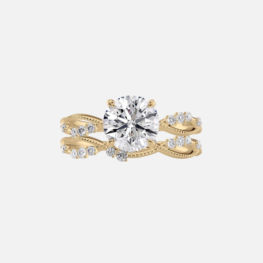 The Daisy Round Lab Diamond Ring 18k Yellow Gold 003