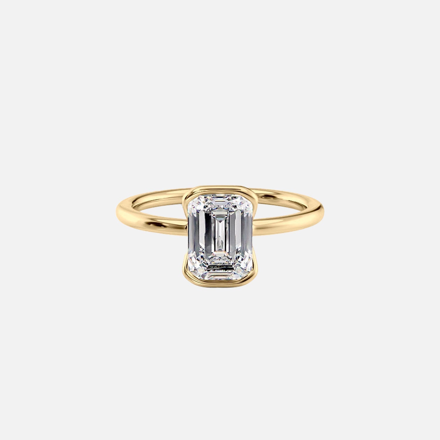 The Eliza Emerald Moissanite Ring 14k Yellow Gold 001