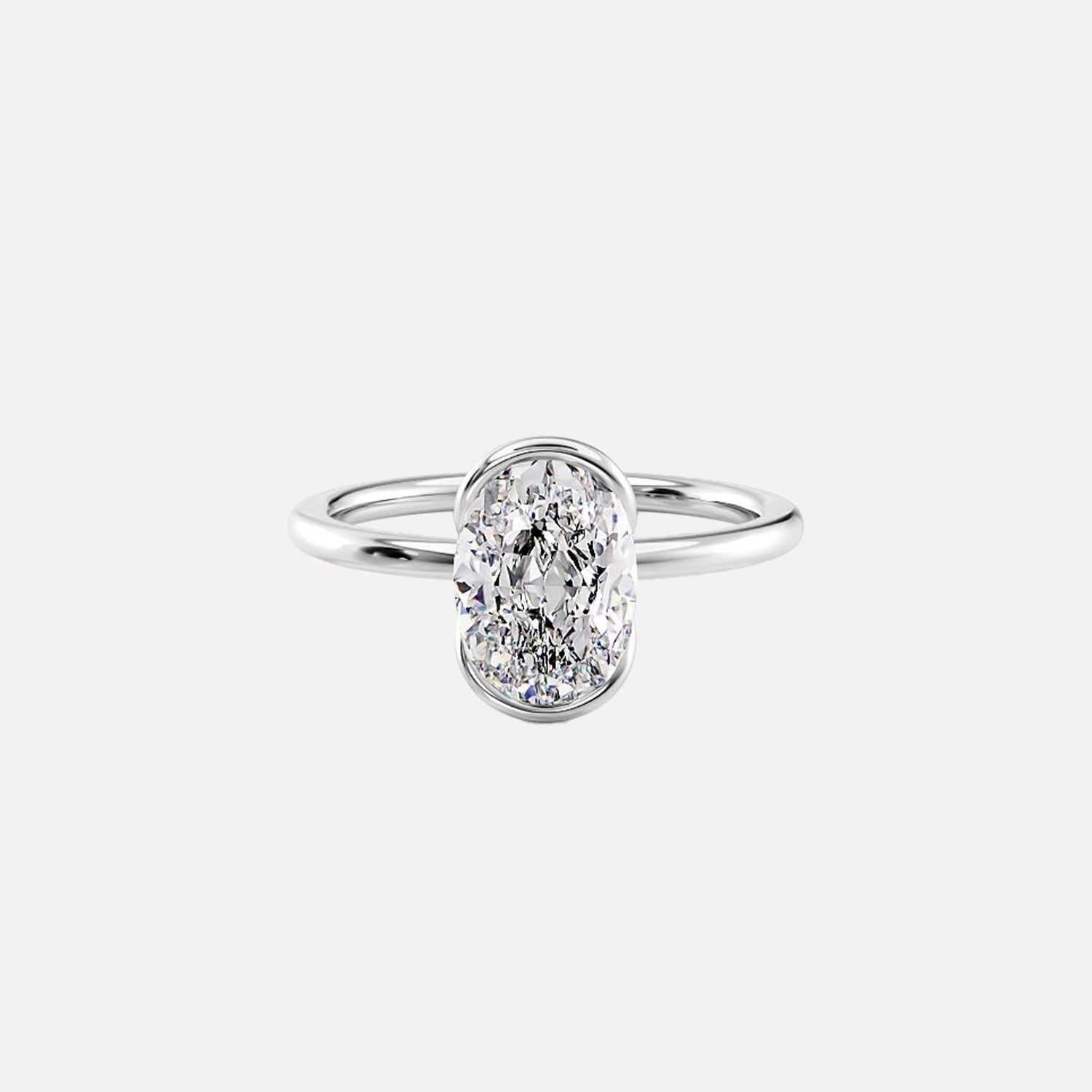  The Eliza Oval Moissanite Ring 14k White Gold 001