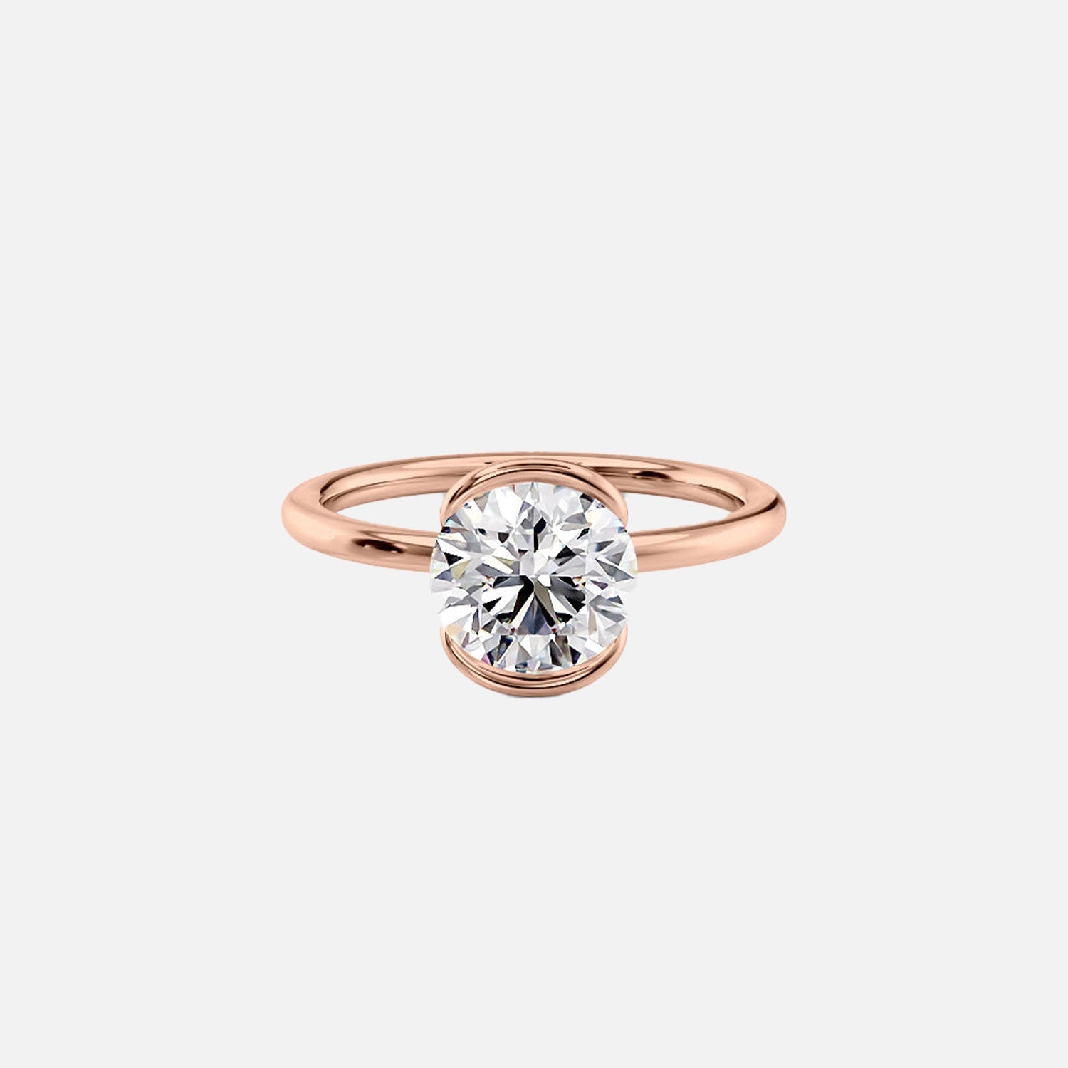  The Eliza Round Moissanite Ring 14k Rose Gold 001