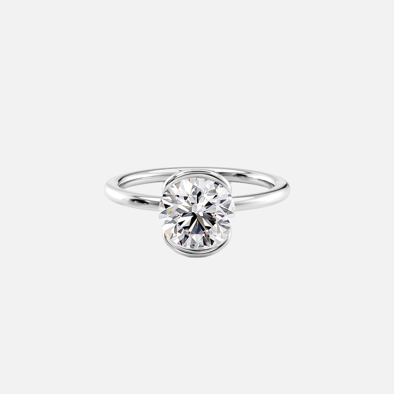  The Eliza Round Moissanite Ring 14k White Gold 001