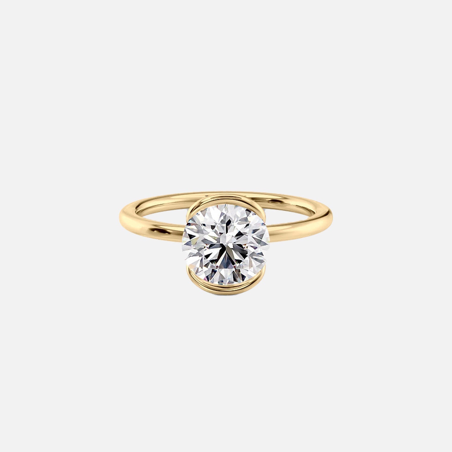 The Eliza Round Moissanite Ring 14k Yellow Gold 001