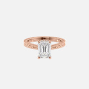  The Elizabeth Emerald Moissanite Ring 14k Rose Gold 001