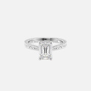 The Elizabeth Emerald Moissanite Ring 14k White Gold 001