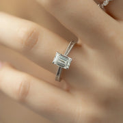  The Elizabeth Emerald Moissanite Ring 14k White Gold 003