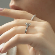  The Elizabeth Emerald Moissanite Ring 18k White Gold 004 Final