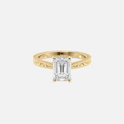  The Elizabeth Emerald Moissanite Ring 18k Yellow Gold 001