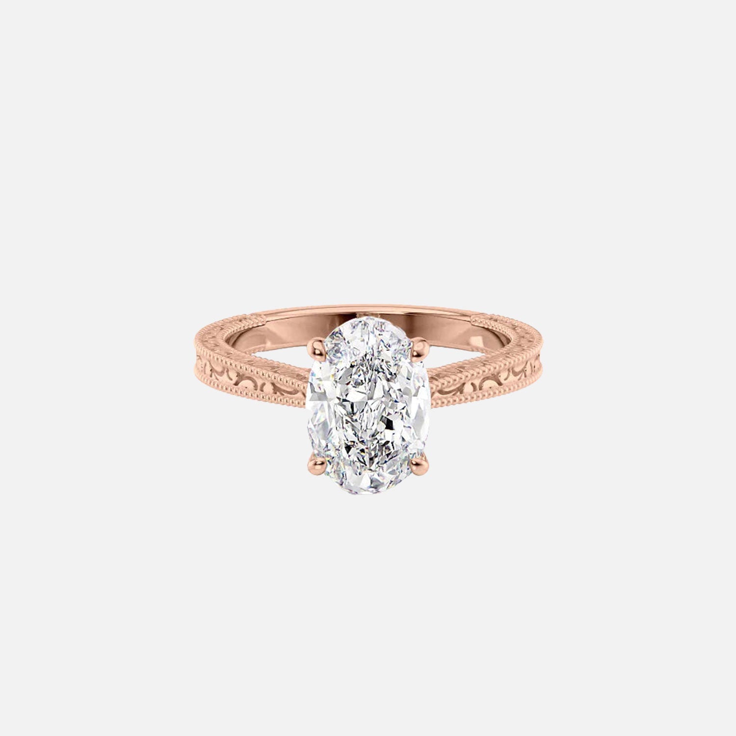  The Elizabeth Oval Moissanite Ring 14k Rose Gold 001