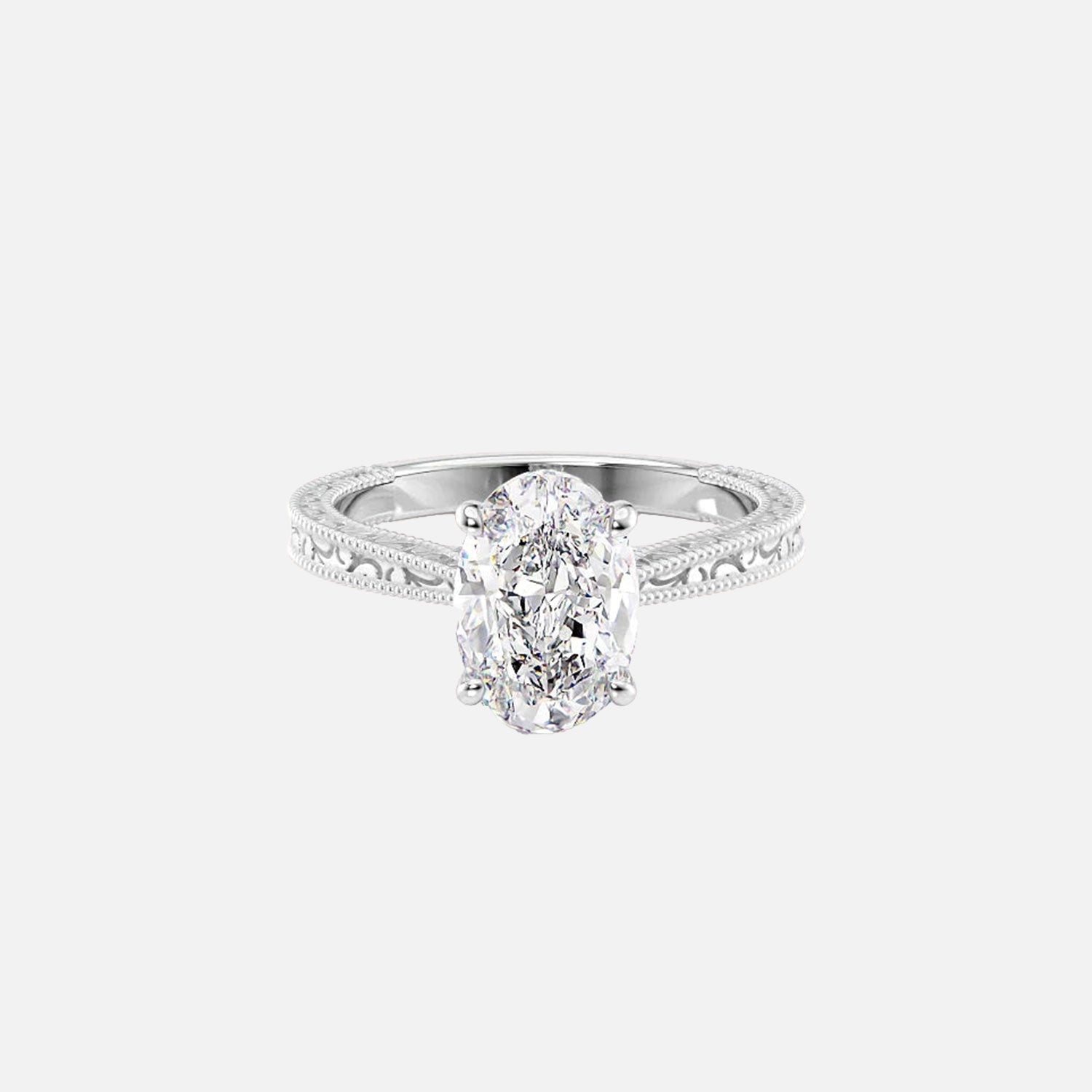  The Elizabeth Oval Moissanite Ring 14k White Gold 001