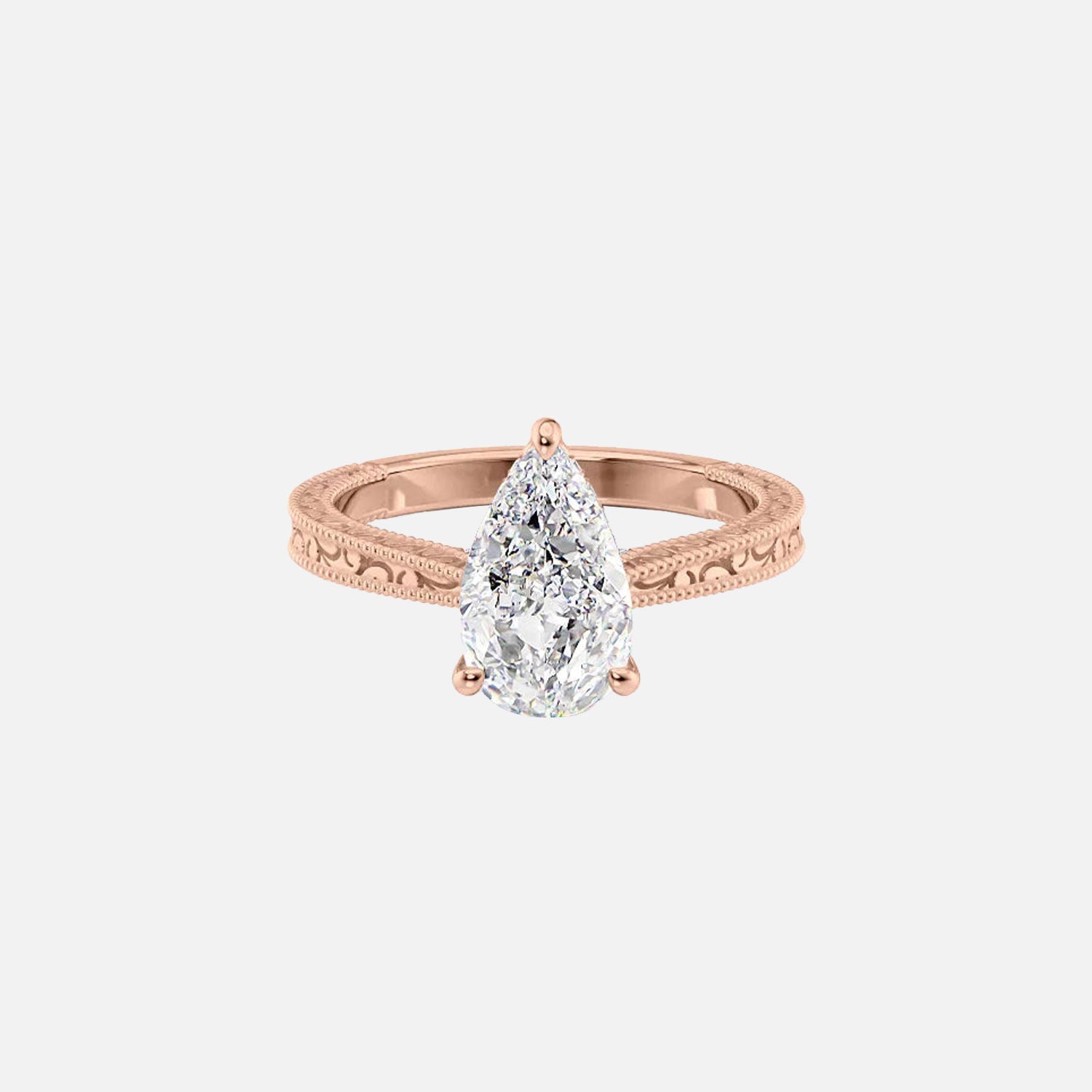  The Elizabeth Pear Moissanite Ring 14k Rose Gold 001