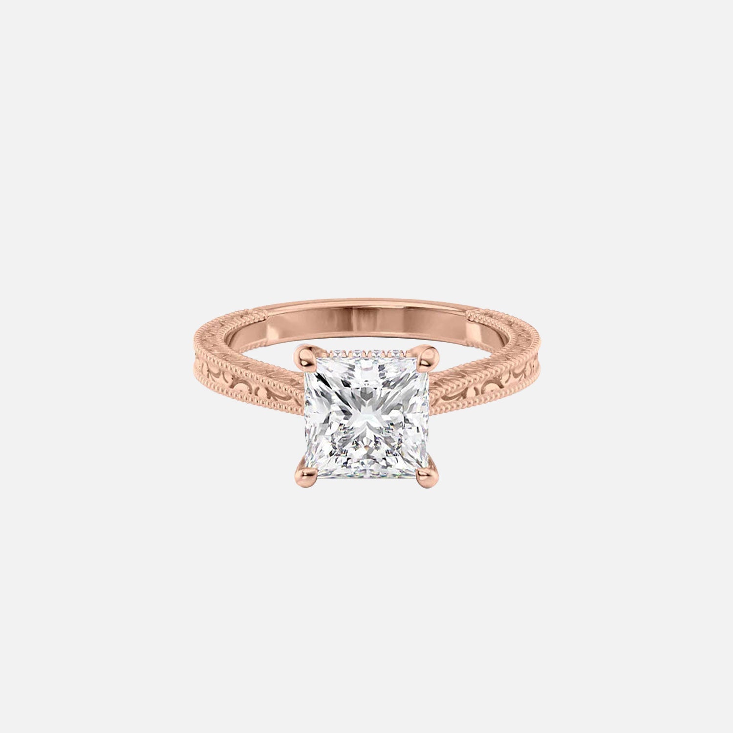  The Elizabeth Princess Moissanite Ring 14k Rose Gold 001