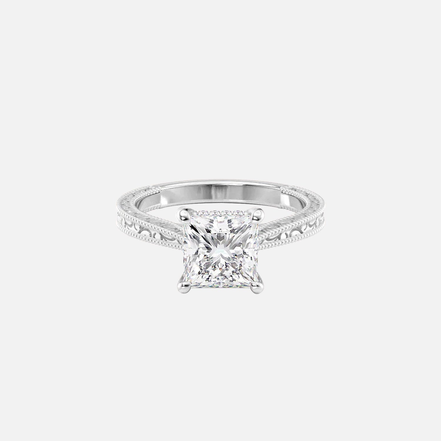  The Elizabeth Princess Moissanite Ring 14k White Gold 001