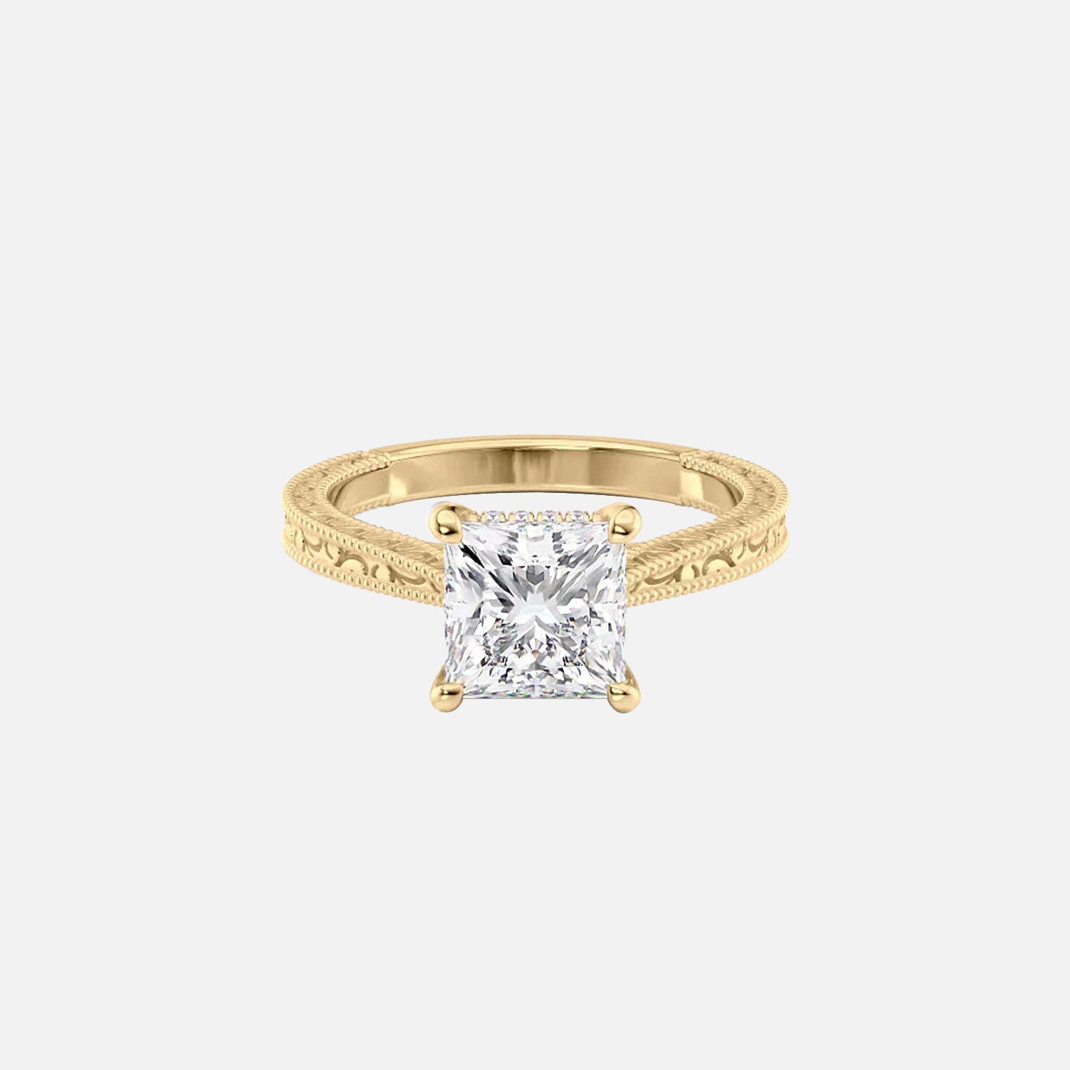 The Elizabeth Princess Moissanite Ring 14k Yellow Gold 001