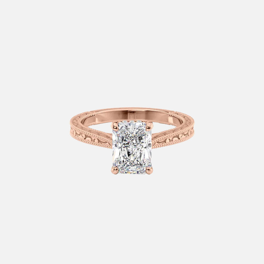  The Elizabeth Radiant Moissanite Ring 14k Rose Gold 001