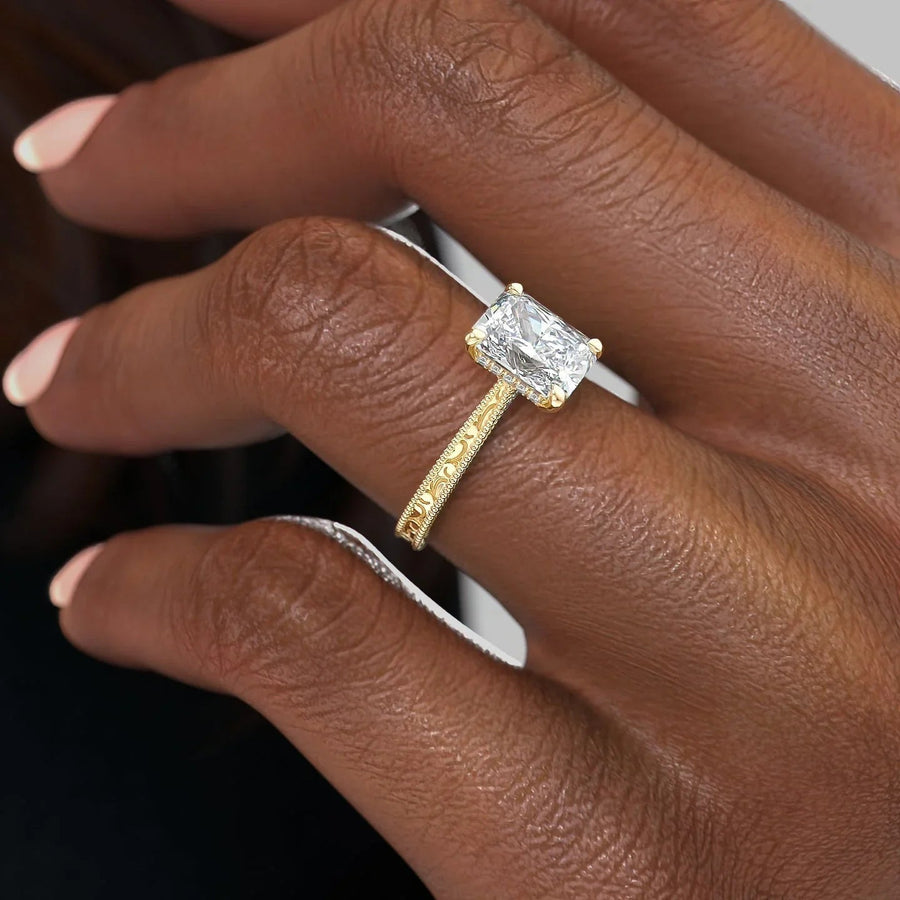  The Elizabeth Radiant Moissanite Ring 14k Yellow Gold 005 Final