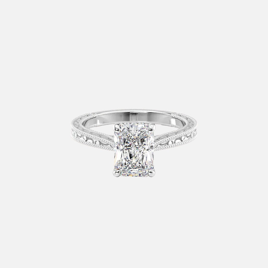  The Elizabeth Radiant Moissanite Ring 18k White Gold 001
