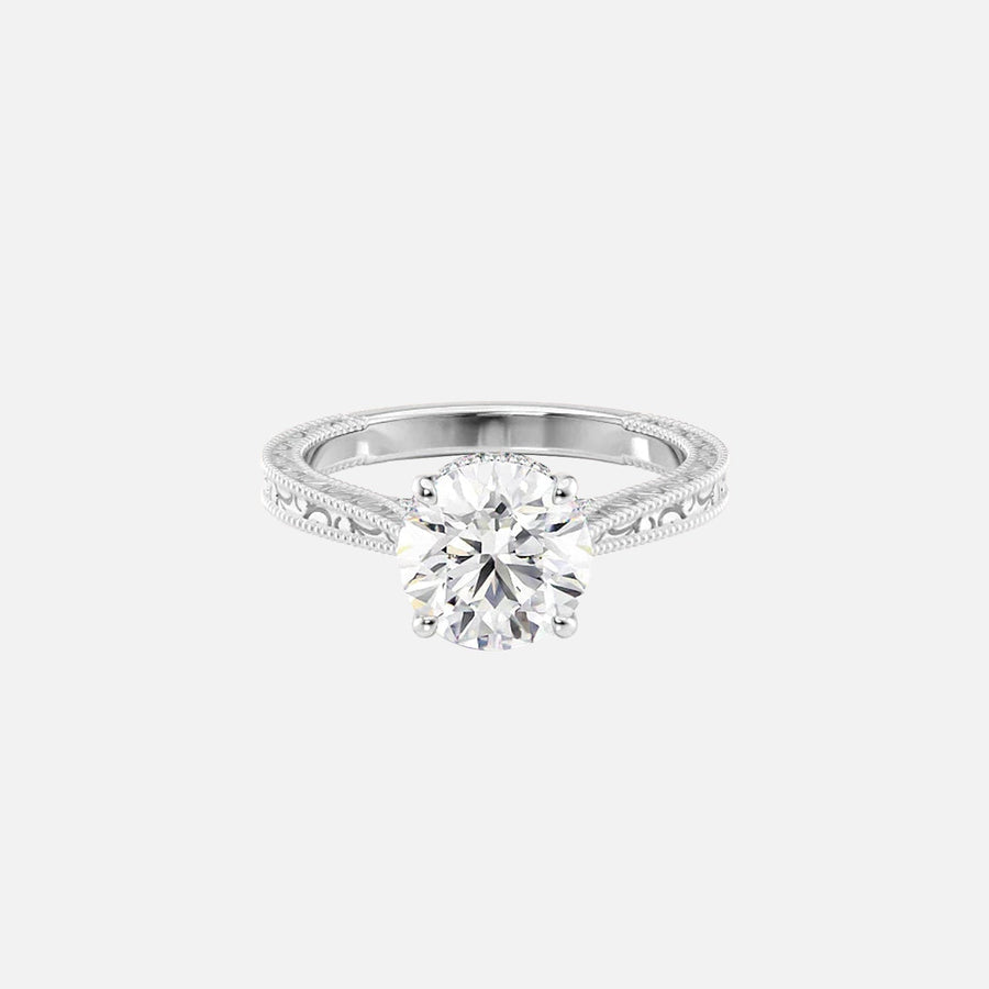  The Elizabeth Round Moissanite Ring 14k White Gold 001