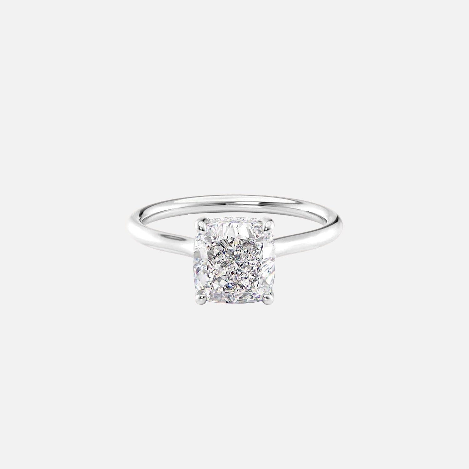  The Ellie Cushion Lab Diamond Ring 14k White Gold 001
