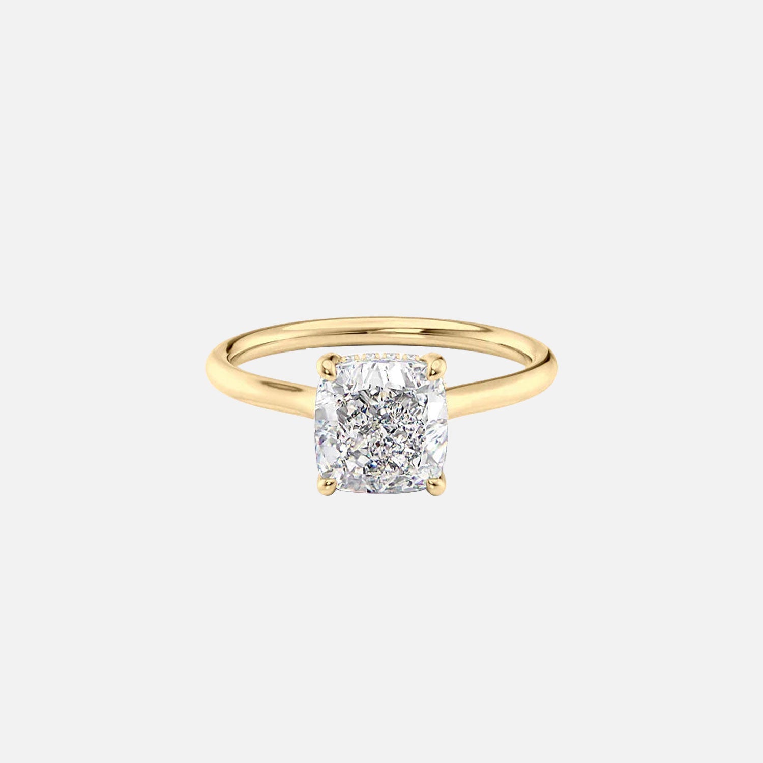 The Ellie Cushion Lab Diamond Ring 14k Yellow Gold 001