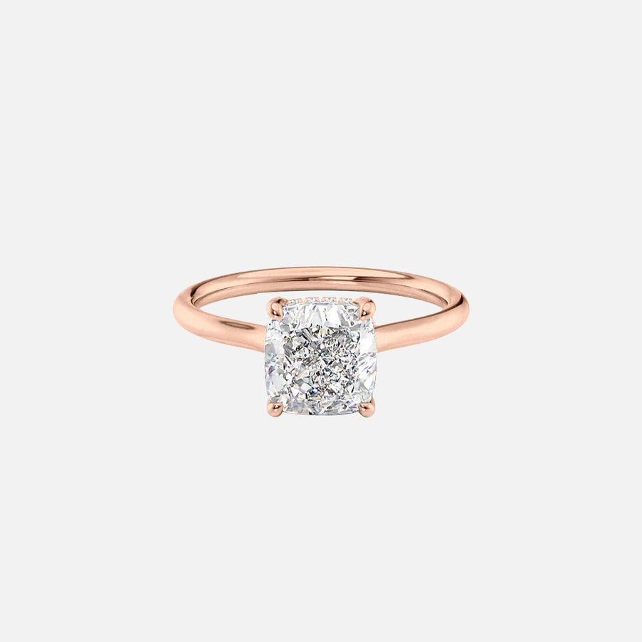  The Ellie Cushion Moissanite Ring 14k Rose Gold 001