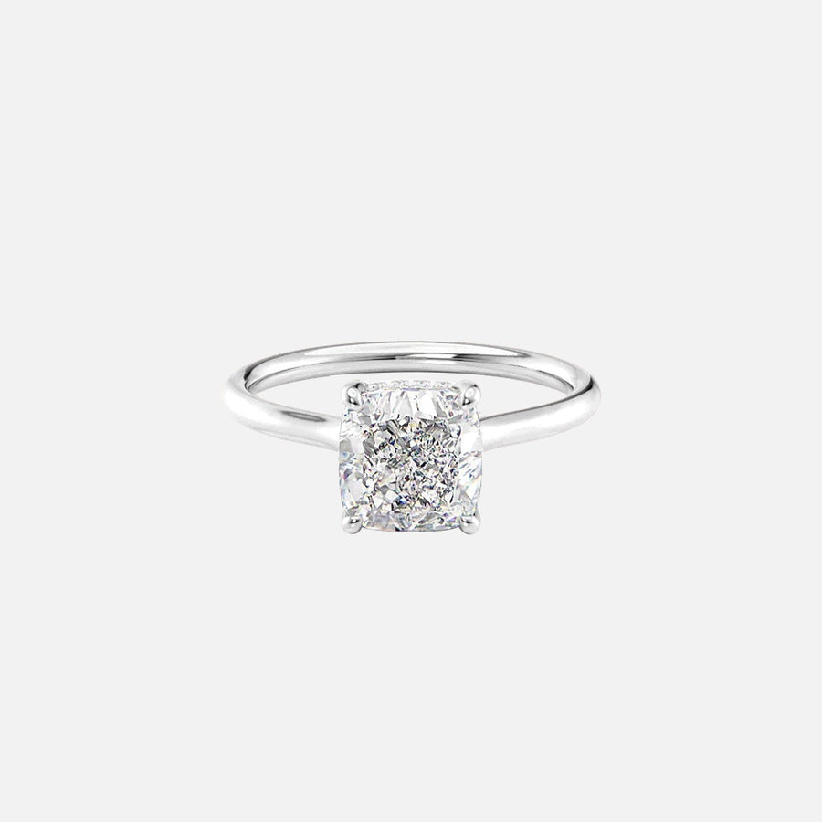  The Ellie Cushion Moissanite Ring 18k White Gold 001