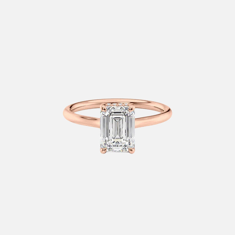  The Ellie Emerald Lab Diamond Ring 14k Rose Gold 001
