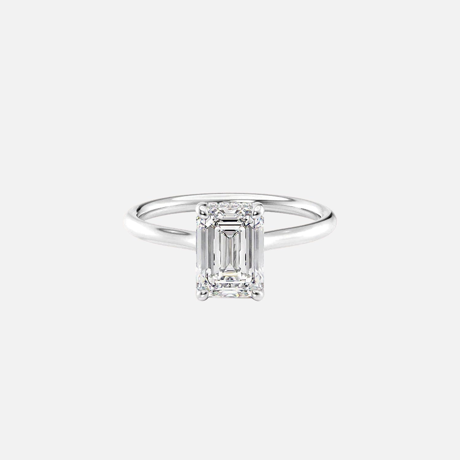  The Ellie Emerald Lab Diamond Ring 14k White Gold 001