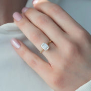  The Ellie Emerald Moissanite Ring 14k Yellow Gold 003