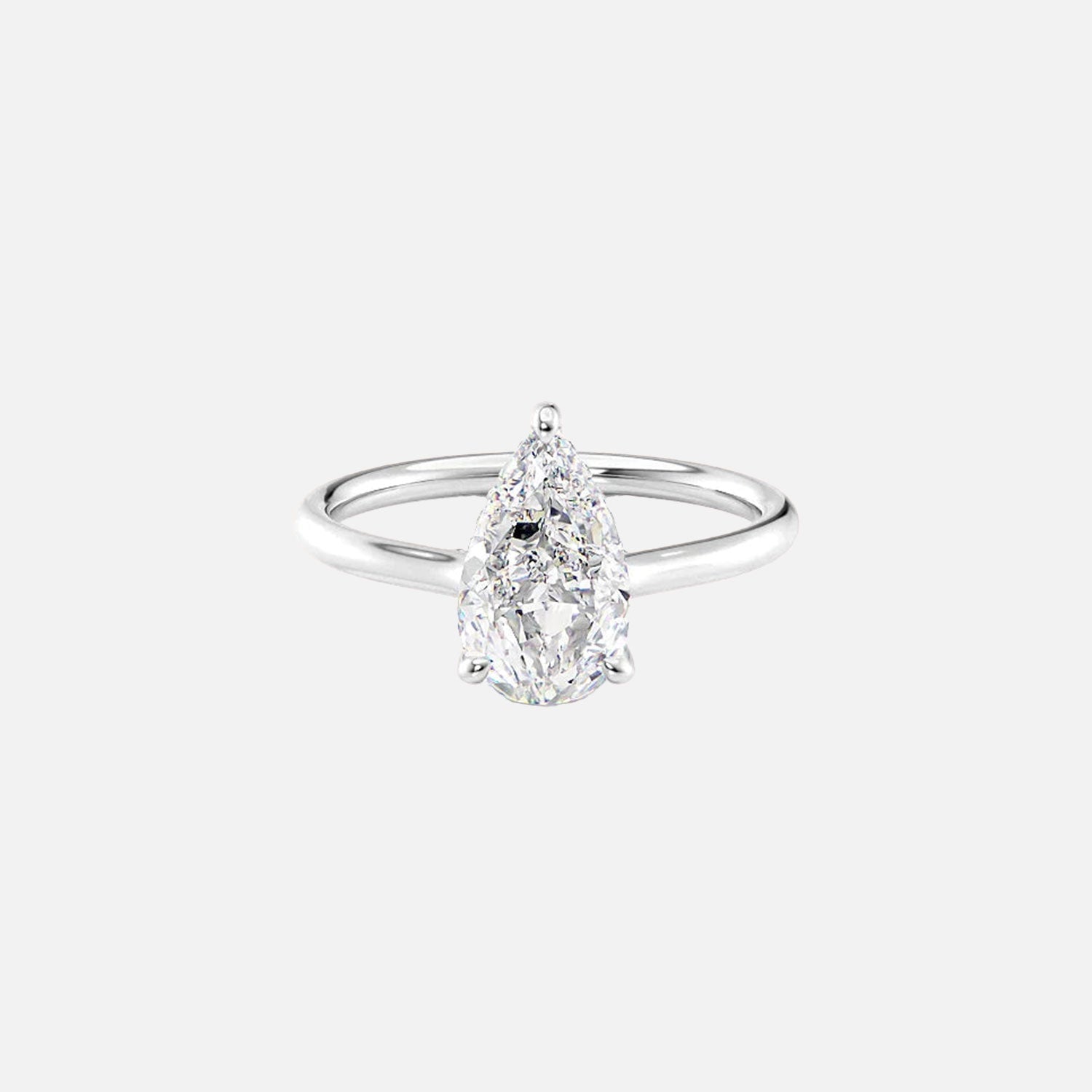  The Ellie Pear Moissanite Ring 14k White Gold 001