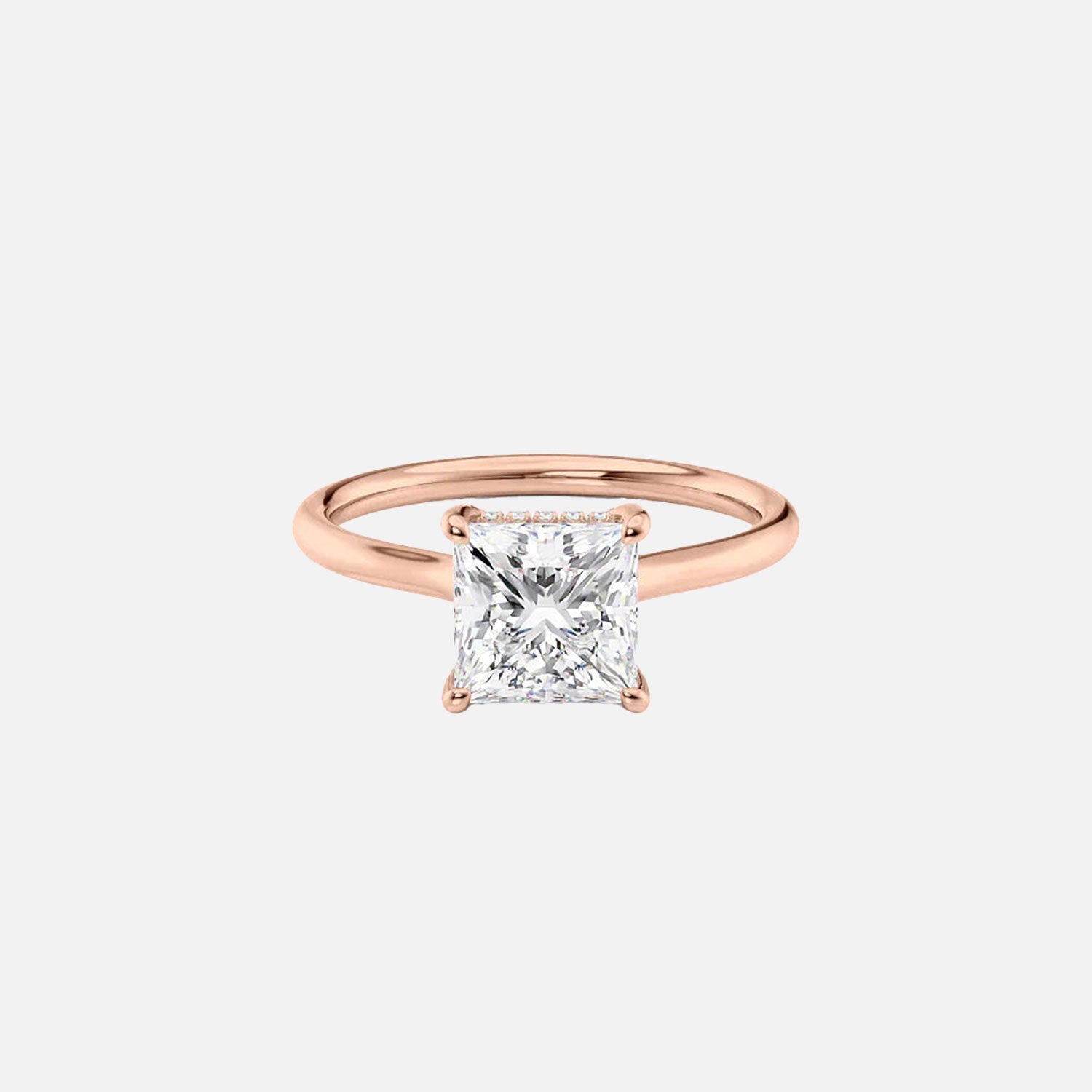  The Ellie Princess Moissanite Ring 14k Rose Gold 001