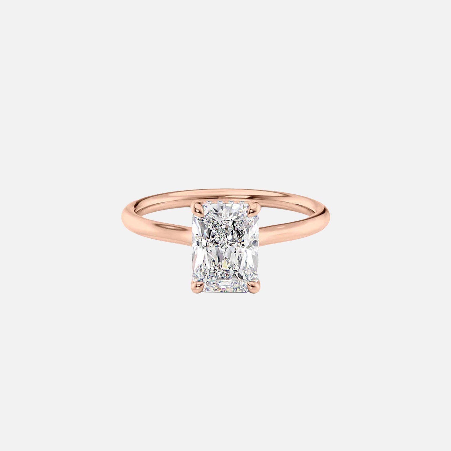  The Ellie Radiant Moissanite Ring 14k Rose Gold 001