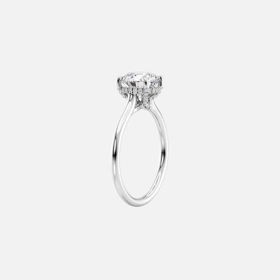  The Ellie Round Moissanite Ring 18k White Gold 002