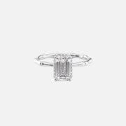  The Eve Emerald Moissanite Ring 14k White Gold 001