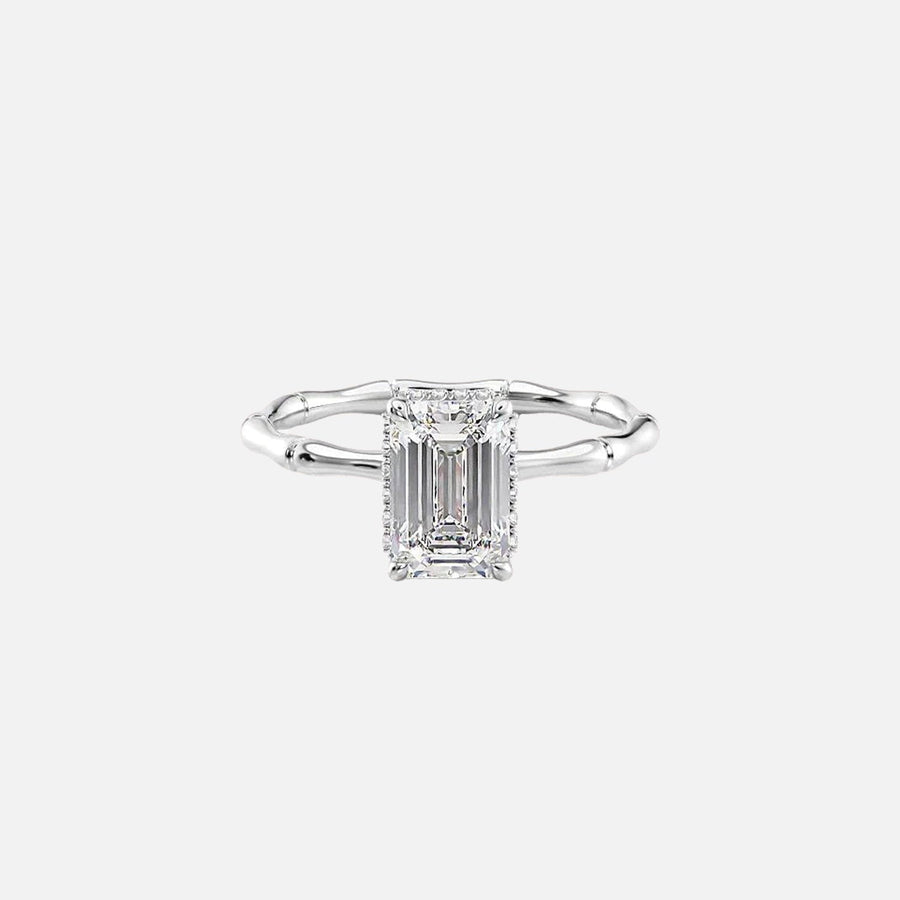  The Eve Emerald Moissanite Ring 14k White Gold 001