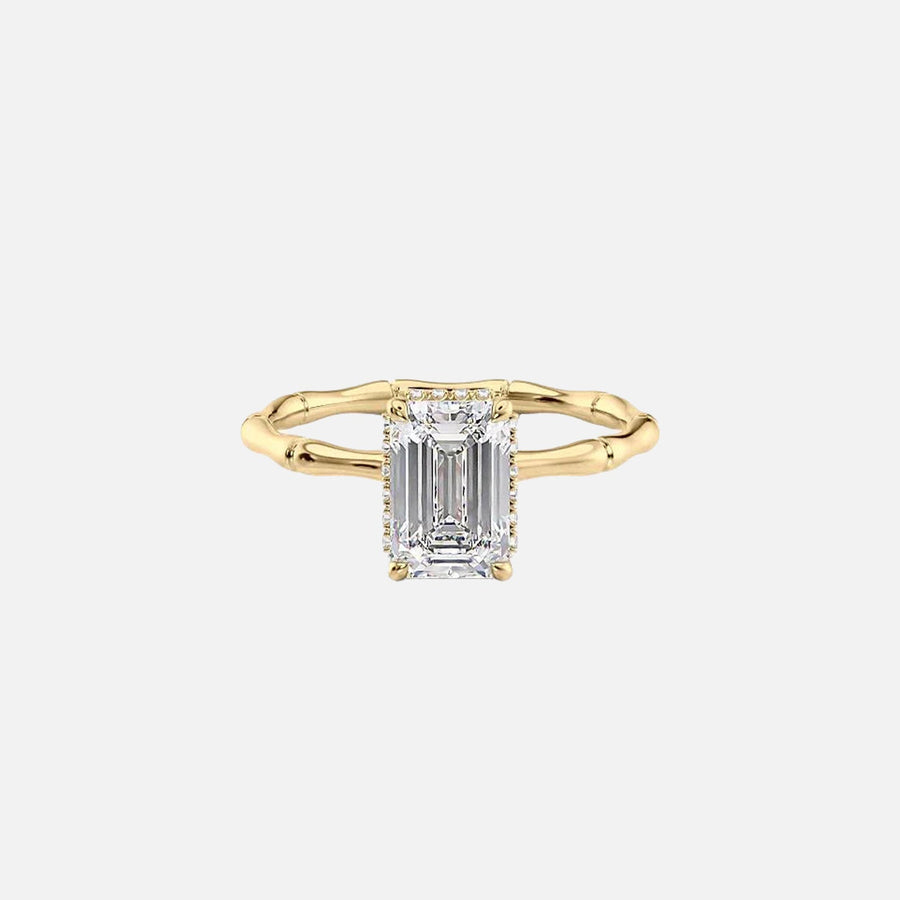 The Eve Emerald Moissanite Ring 14k Yellow Gold 001