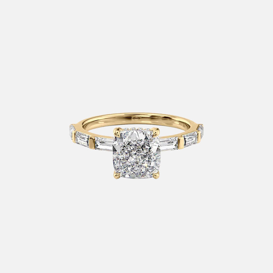  The Hailey Cushion Lab Diamond Ring 18k Yellow Gold 001