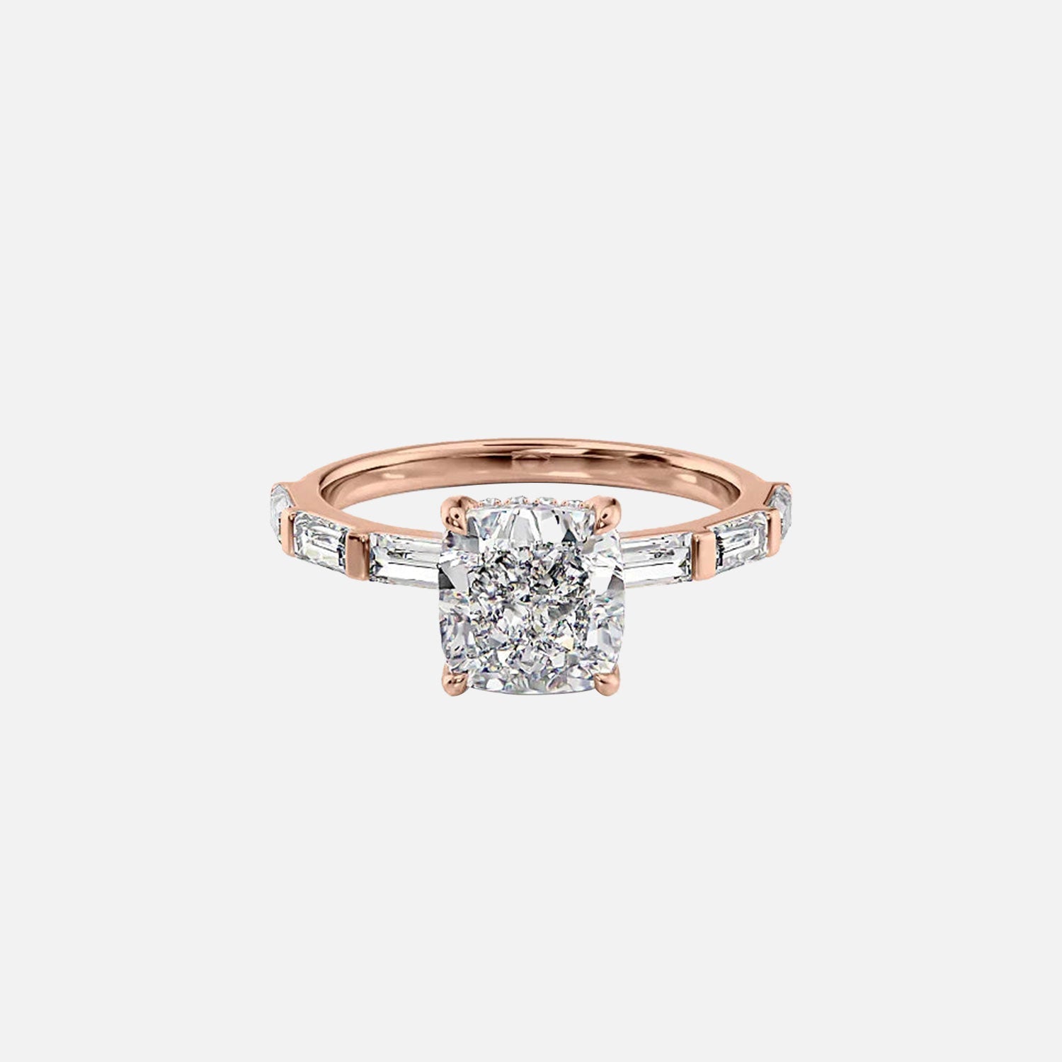  The Hailey Cushion Moissanite Ring 14k Rose Gold 001