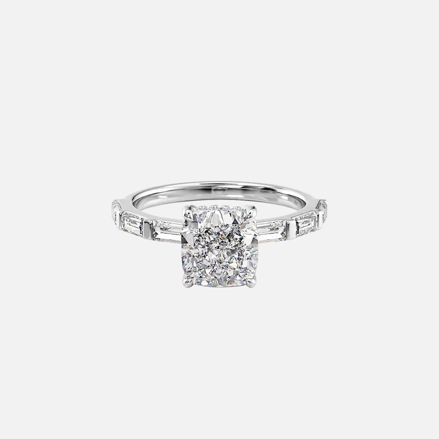  The Hailey Cushion Moissanite Ring 14k White Gold 001