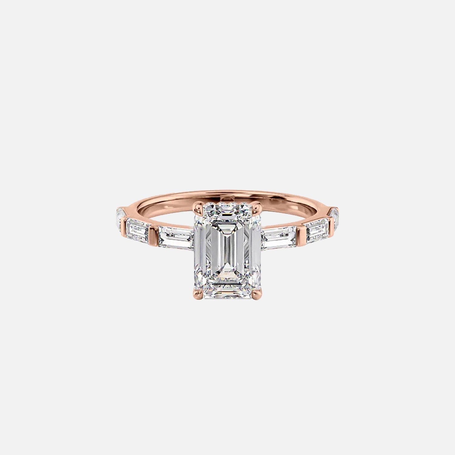  The Hailey Emerald Lab Diamond Ring 14k Rose Gold 001