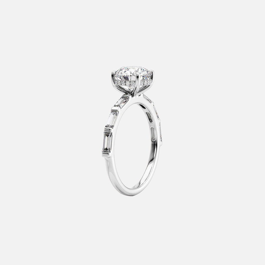  The Hailey Emerald Moissanite Ring 14k White Gold 002