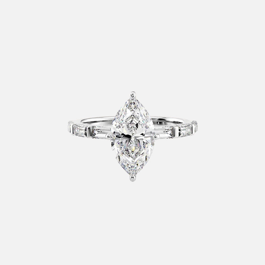  The Hailey Marquise Moissanite Ring 14k White Gold 001