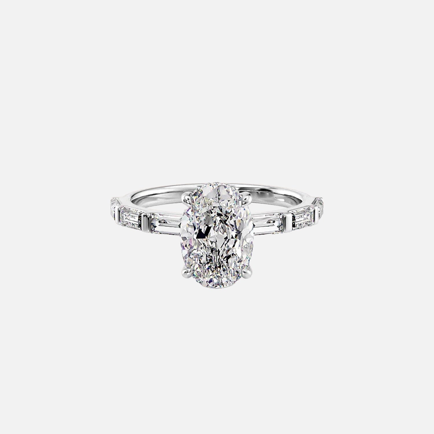  The Hailey Oval Moissanite Ring 14k White Gold 001