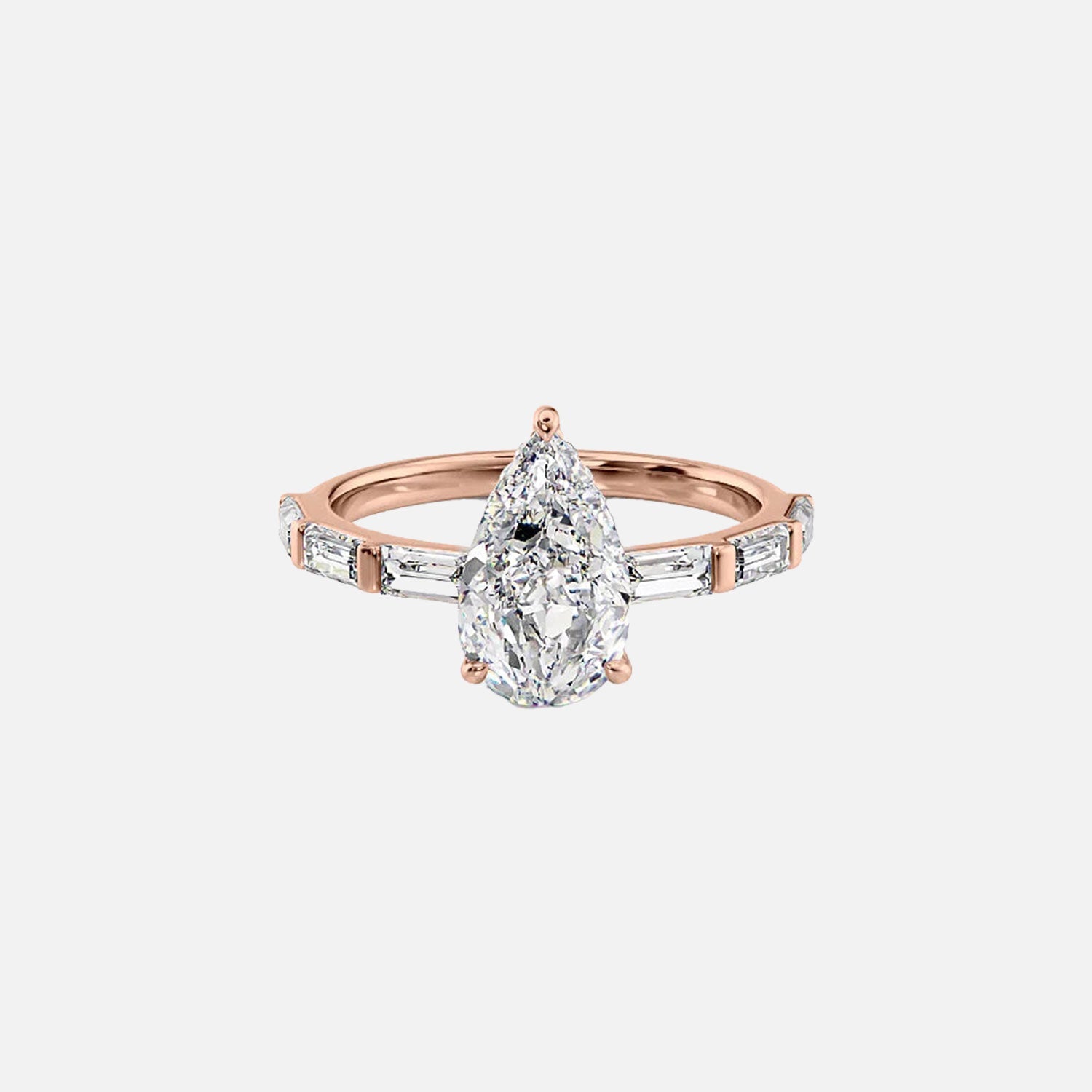  The Hailey Pear Moissanite Ring 14k Rose Gold 001